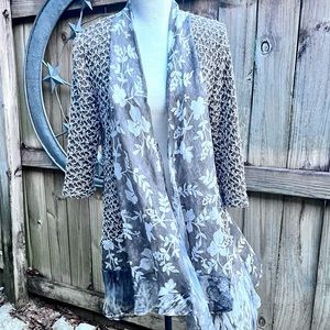 Lady’s Open Front Asymmetrical Hemline Flowing Cardigan